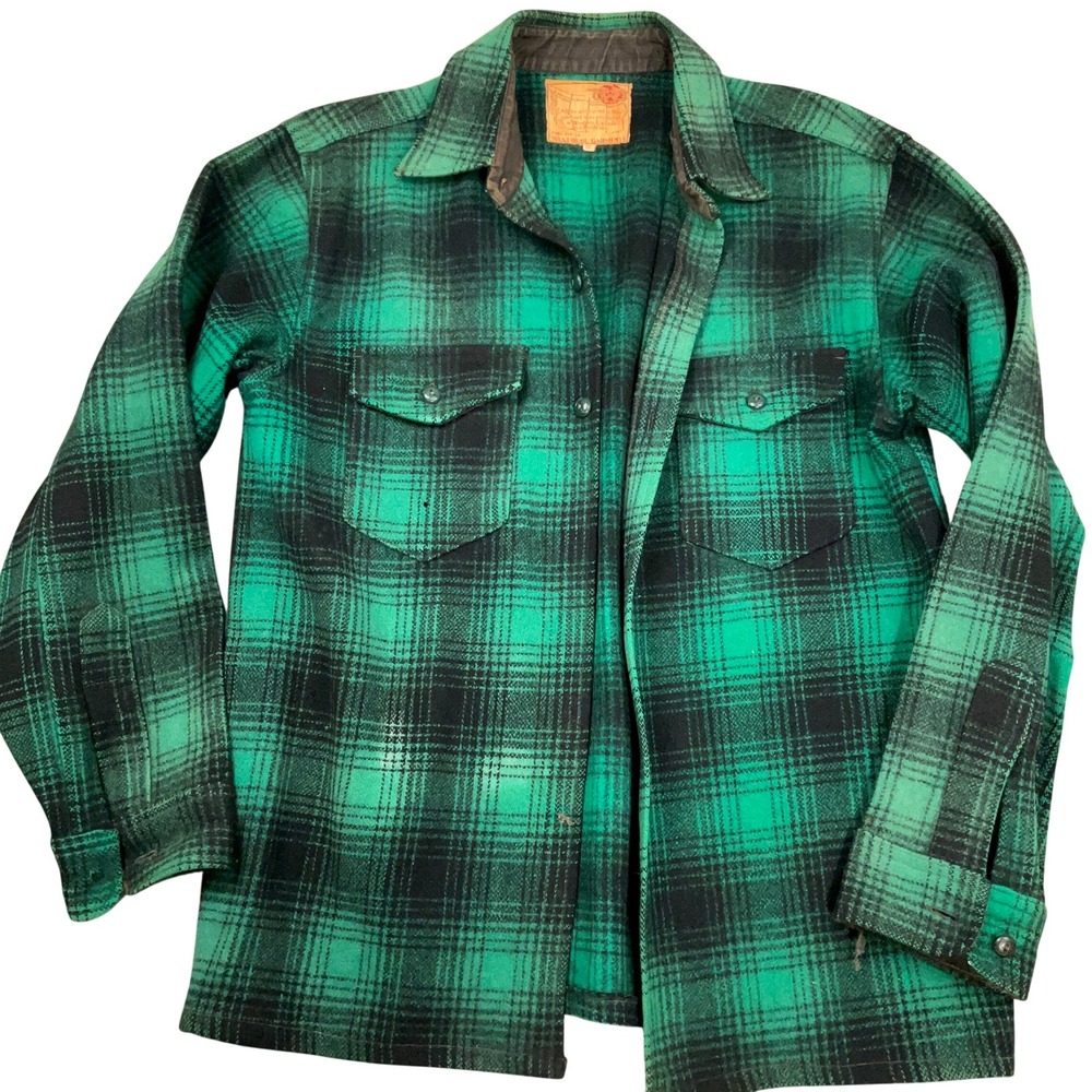 Westwool Garments Shacket Mens 16.5 Green Plaid Heavy Workwear Outdoor Jacket